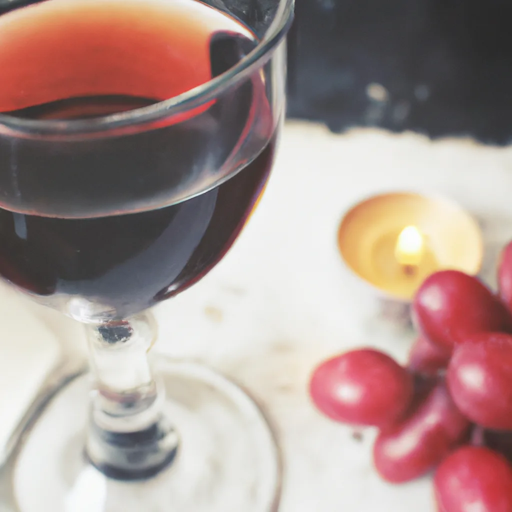A glass of red wine beside fresh grapes