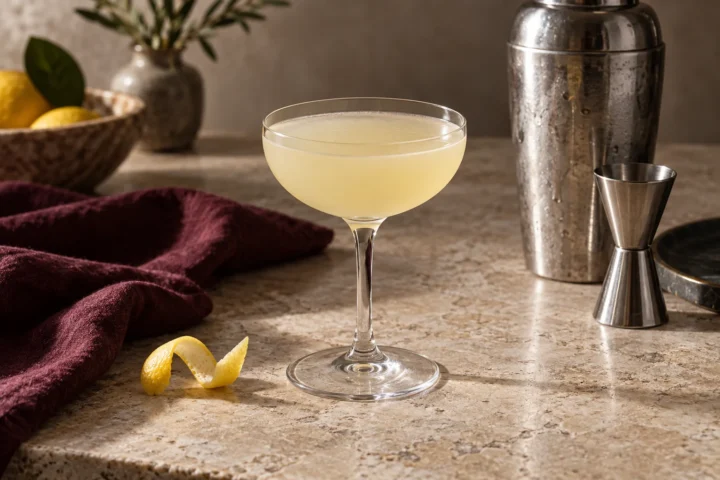 Egg-free Gin Sour in a chilled coupe